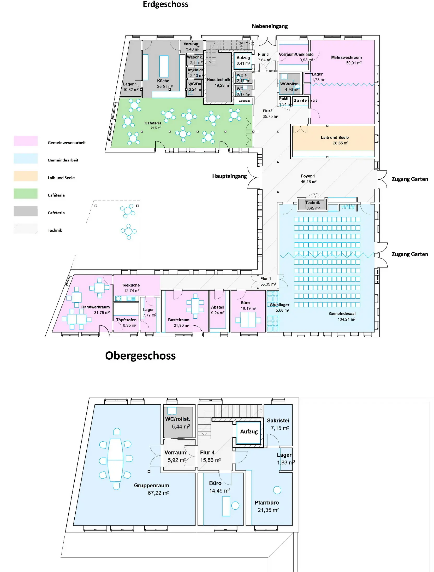 Abbildung 3 und 3a: Grundriss des Erdgeschosses und des Obergeschosses - © Studio CHplus
