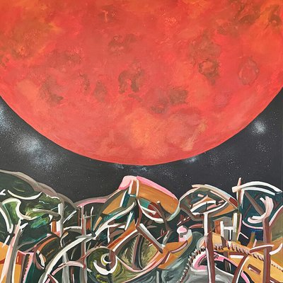 "Venus" (Acryl auf Leinwand, 100x100 cm) aus der Serie "Körper und Landschaft"